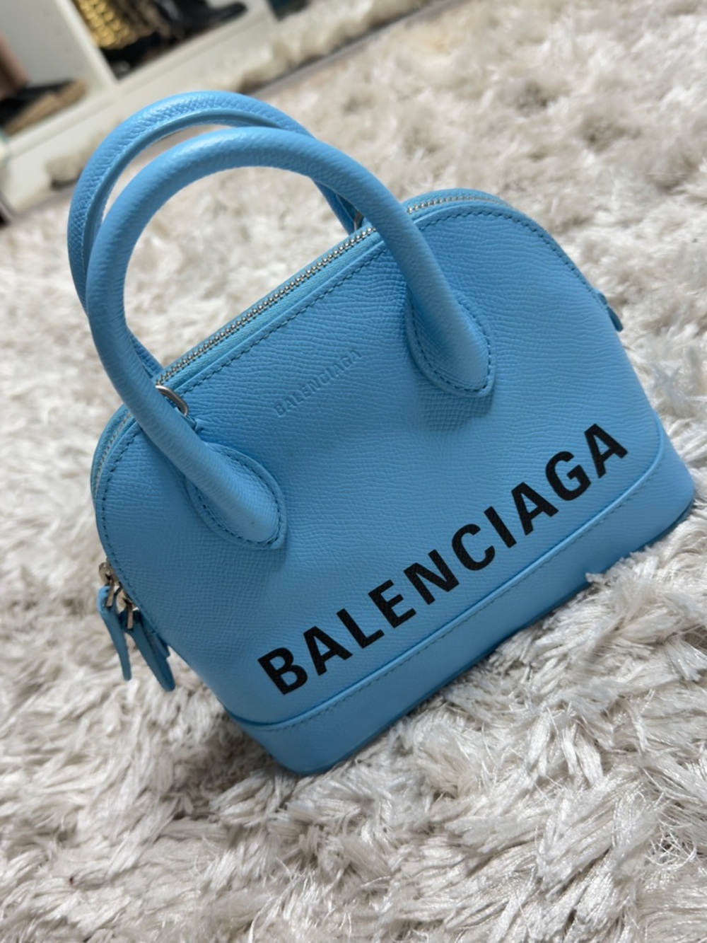Balenciaga Mini Ville Top-Handle Bag in Sky Blue
